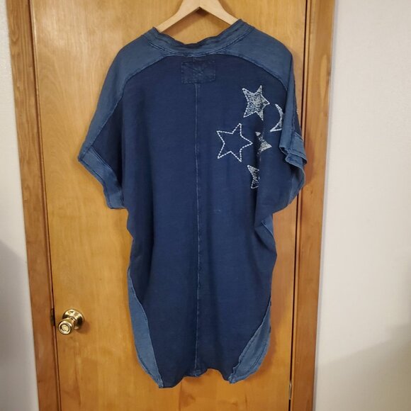 Free People Heritage Hero Tee Women's S Oversized Blue NWT Stars 4th Of July - Picture 3 of 9